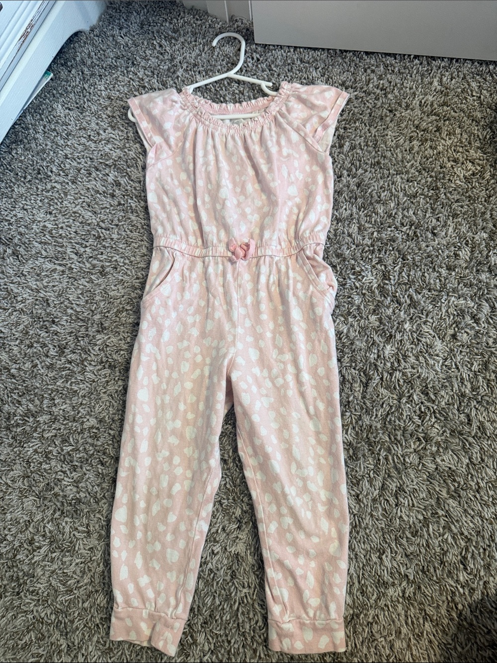 Girls' Pink Printed Jumpsuit - Soft Pull-ON